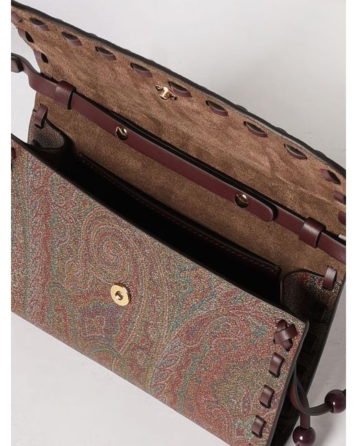 Etro Brown Arnica Coated Cotton Paisley Print Bag
