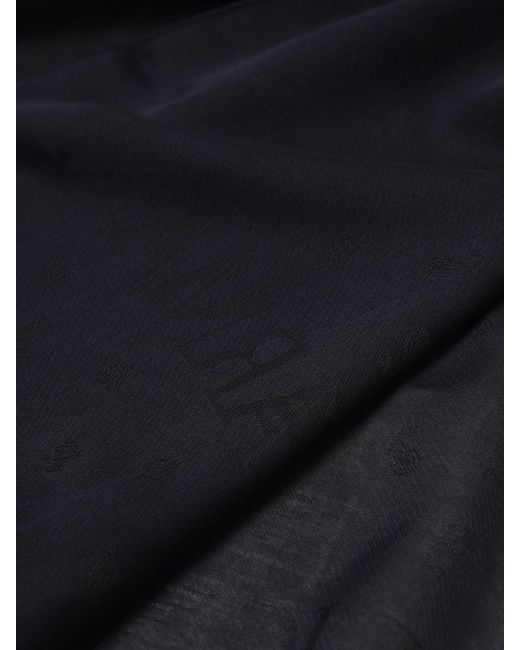 Emporio Armani Black Cotton Blend Stole With Eagle Jacquard for men