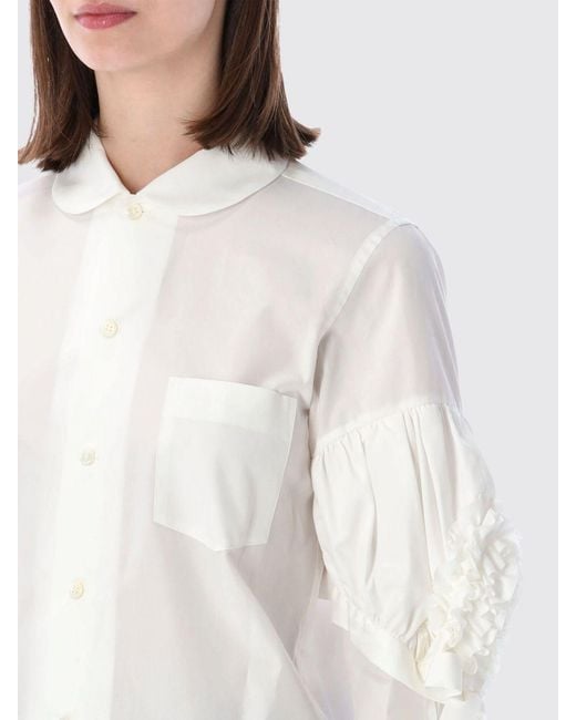 Comme des Garçons White Comme Des Gar&Ccedil	Ons Relaxed-Fit Cotton Shirt With Peter Pan Collar And Balloon Sleeves