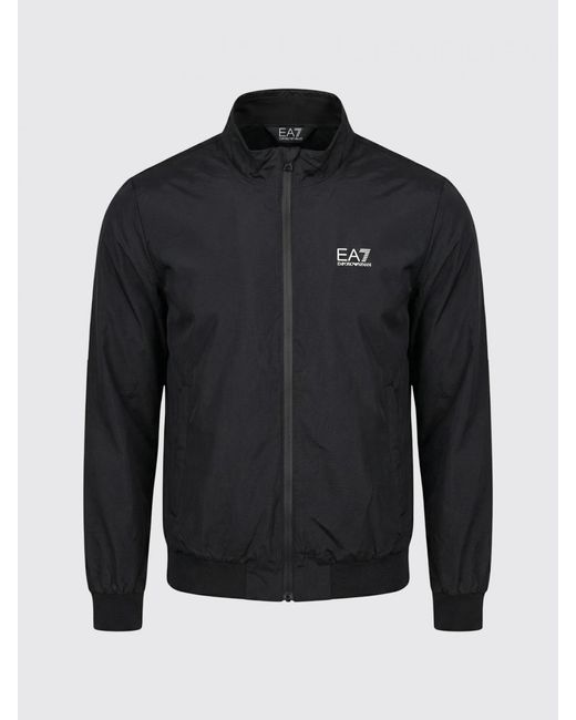 EA7 Black Polyester Jacket With Logo for men