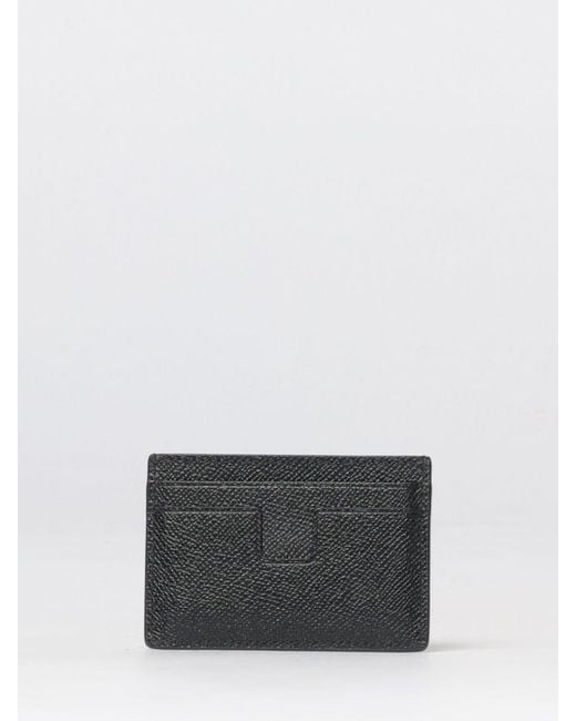 Tom Ford Gray Leather Card Holder for men