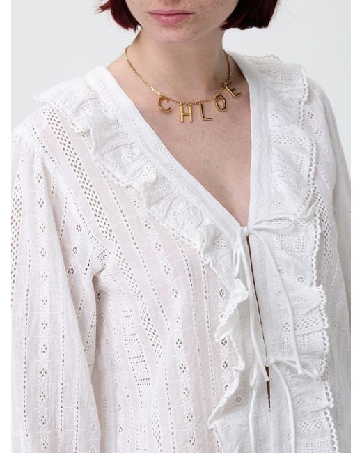 Chloé Natural ChloÉ Brass Necklace With Logo Charm