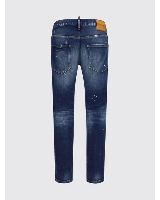 DSquared² Blue Skater Skinny-Fit Stretch-Denim Jeans With Distressed Effect for men
