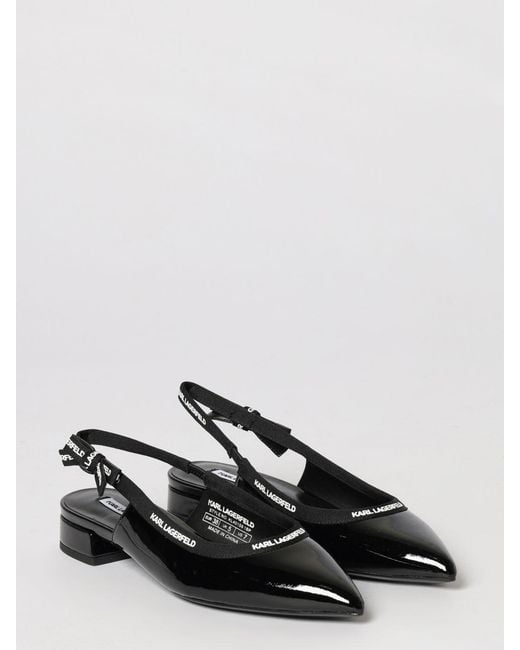 Karl Lagerfeld White Patent Leather Slingback Ballerinas