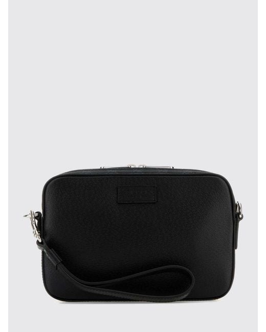 Gucci Black Embossed Calfskin Camera Bag With Logo And Removable Strap for men