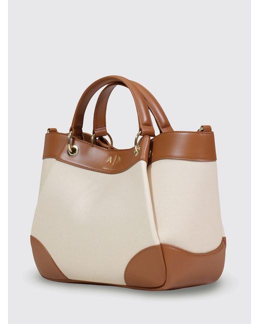 ARMANI EXCHANGE Natural Handheld Canvas Shopping Bag