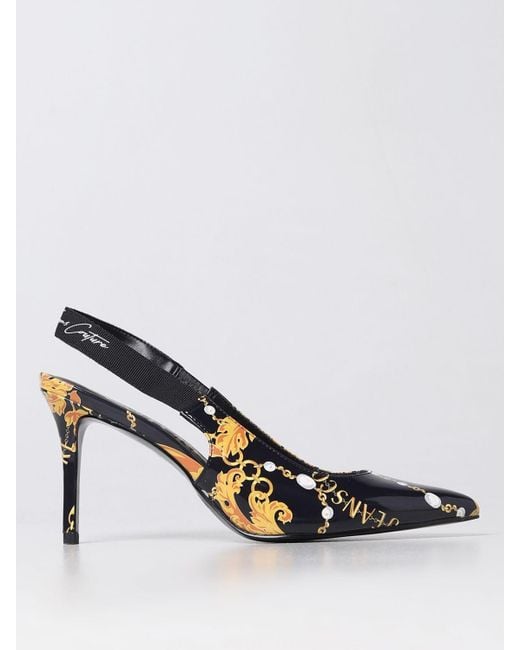 Versace White Baroque Slingbacks In Patent Leather