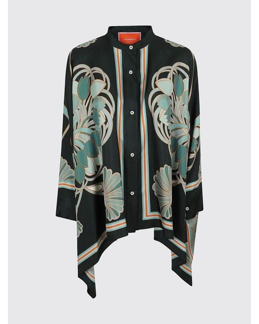 LaDoubleJ Blue Printed Silk Shirt
