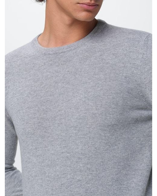 Malo Gray Pure Cashmere Crewneck Jumper With Ribbed Trims for men
