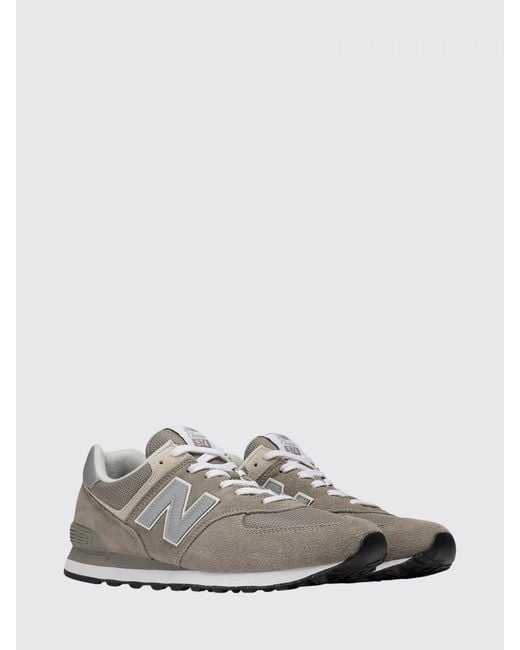 New Balance White 574 Suede And Mesh Sneakers for men