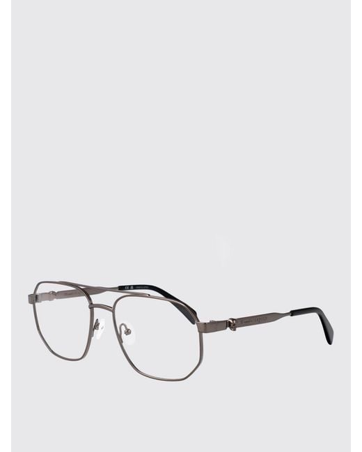 McQueen White Am0459O Metal Optical Glasses for men