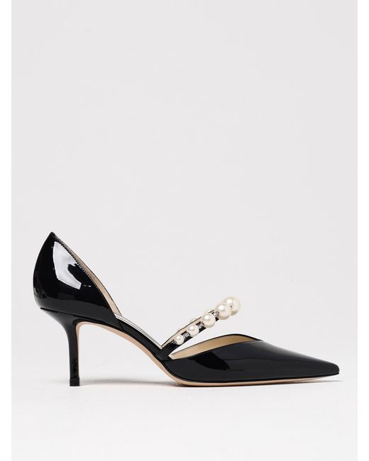 Jimmy Choo Black Aurelie Patent Leather Pumps With Pearls