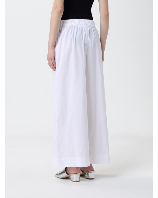 Max Mara White Cotton Blend Palazzo Trousers By