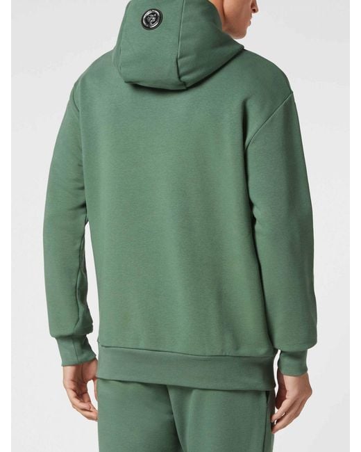 Philipp Plein Green Graphic Print Hooded Sweatshirt for men