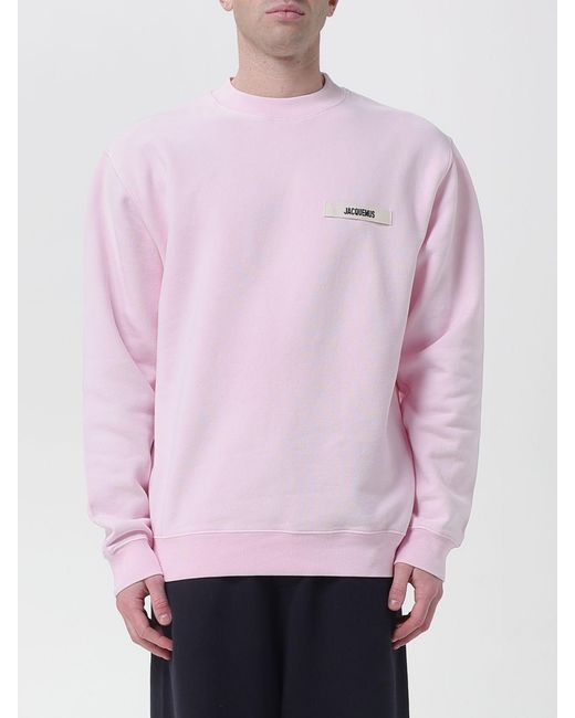 Jacquemus Pink Logo Cotton Crewneck Sweatshirt for men