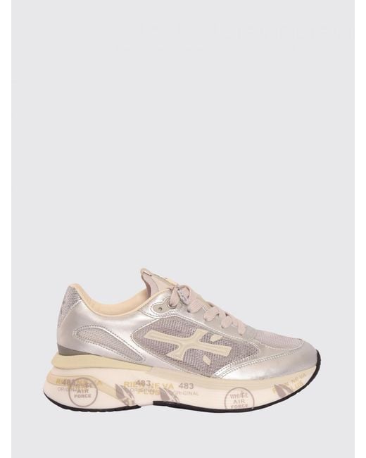 Premiata Pink Laminated Leather And Mesh Moerun Sneakers