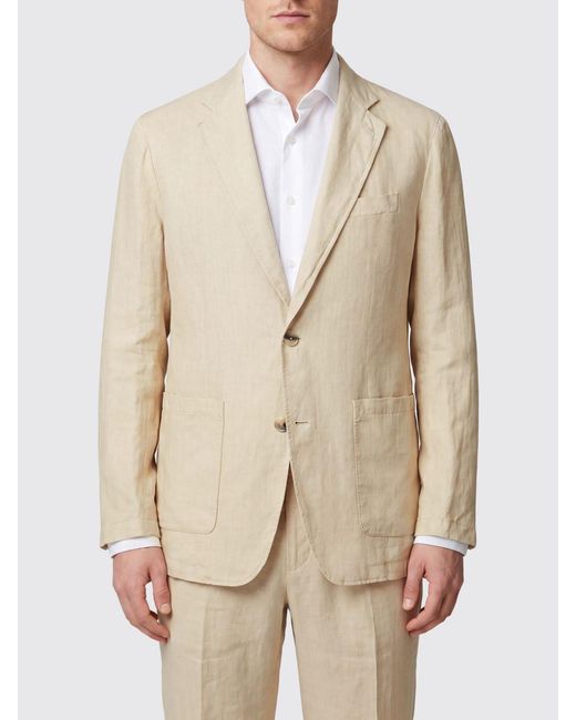 Altea Natural Single-Breasted Linen Blazer With Two-Button Closure And Patch Pockets for men