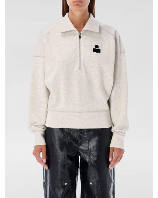 Felpa Con Zip E Logo di Isabel Marant in White