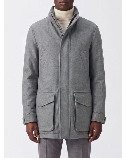 Brunello Cucinelli Gray Single-Breasted Short Coat for men