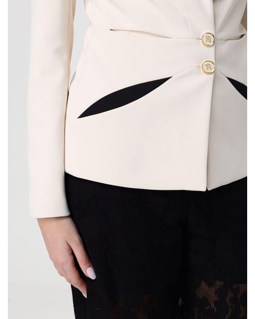 Elisabetta Franchi Natural Cut-Out Crêpe Single-Breasted Blazer