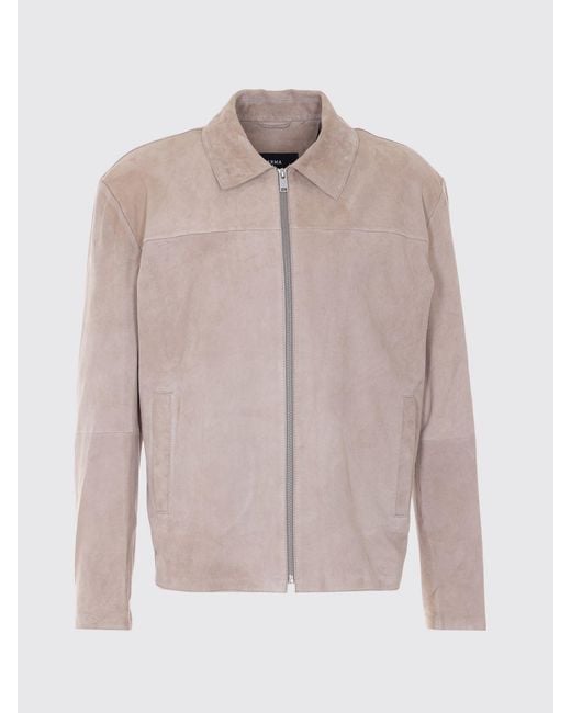 Chaqueta Camisera De Piel De Cabra De Ante Con Bolsillos Franceses Arma de hombre de color Brown