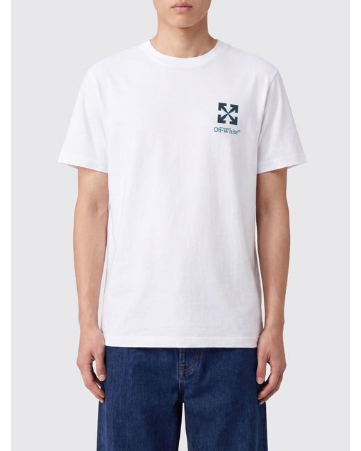 Off-White c/o Virgil Abloh White Crewneck Cotton T-Shirt With Contrast Arrow Logo for men