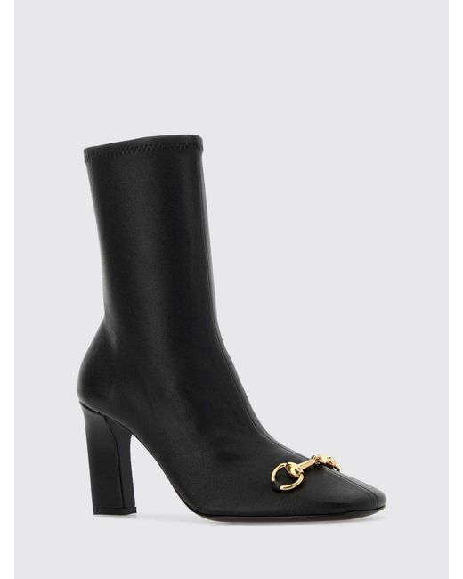 Gucci Black Signora Stretch Leather Ankle Boot