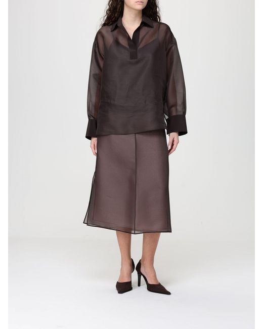 Agnona Brown Silk Organza Shirt