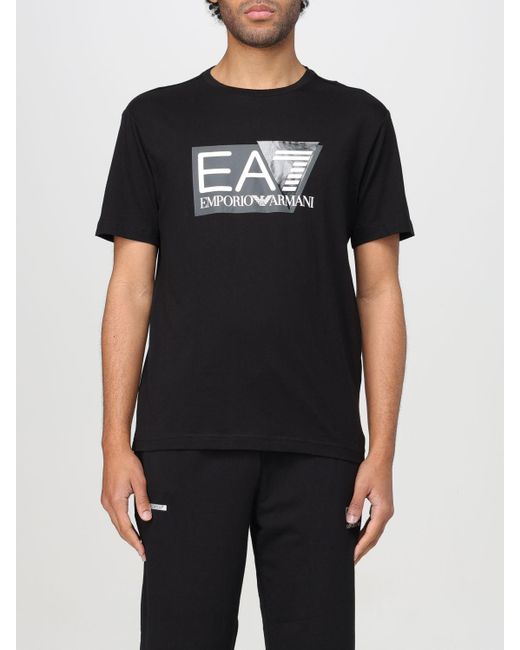 T-shirt in jersey con logo di EA7 in Black da Uomo