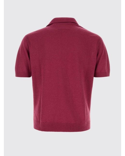Zegna Red Silk Cashmere And Linen Polo Shirt for men
