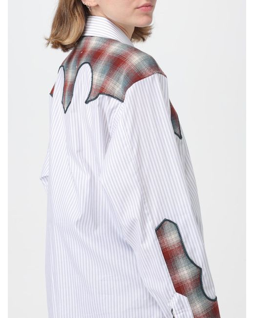 Maison Margiela White Checked Cotton Twill Shirt