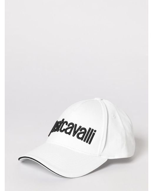 Just Cavalli White Cotton Twill Cap With Embroidered Logo for men