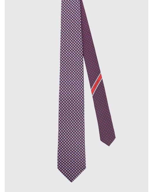 Ferragamo Purple Gancini Pegasus Print Silk Tie for men
