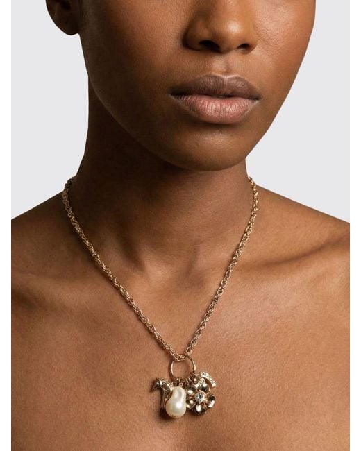 Twinset White Brass Necklace With Pearls And Crystals
