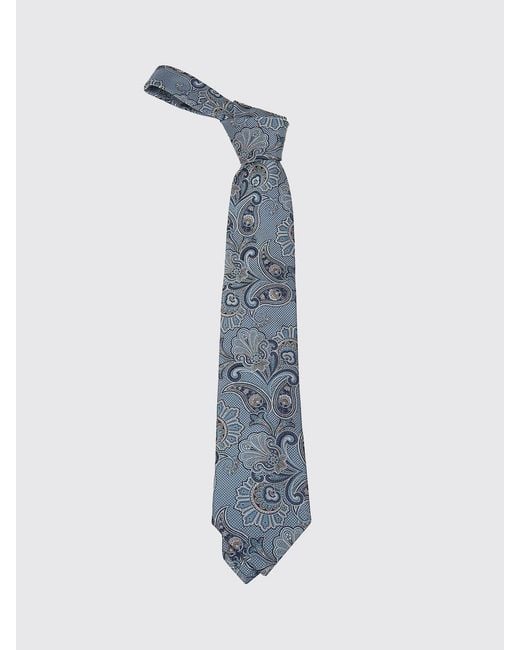 Etro Blue Paisley Print Silk Tie for men