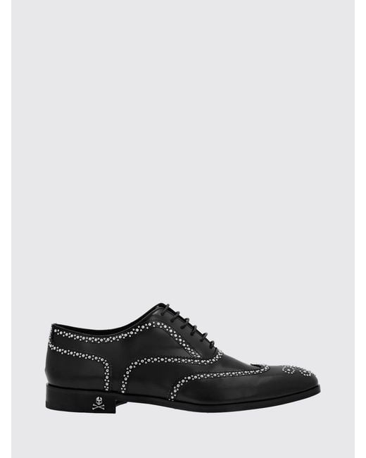 Philipp Plein White Leather Derby Shoes With Micro Studs for men