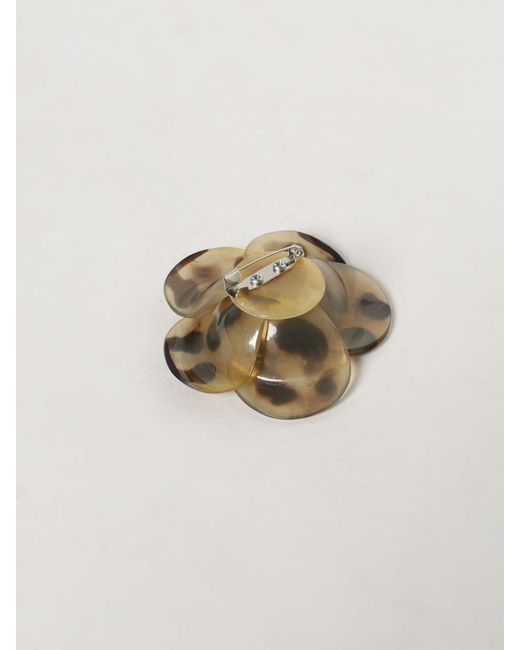 ALLUJEWELS Metallic Blumenförmige Brosche Aus Horn Mit Schildpatt- Und Punktemuster