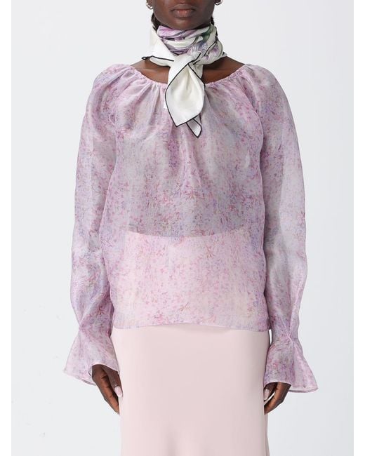 Alberta Ferretti Natural Silk Scarf With Floral Print