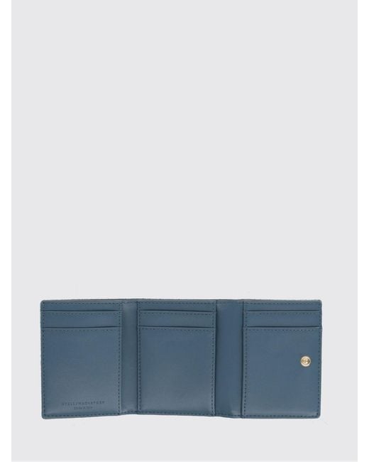 Stella McCartney Blue Falabella Crackled Synthetic Suede Wallet