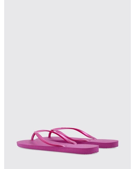 Havaianas Pink Slim Rubber Thong Sandals With Low Heel And Tone-On-Tone Logo