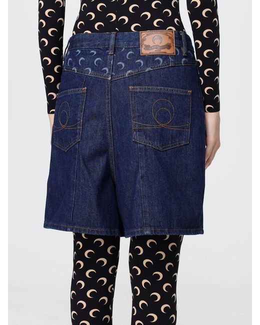 MARINE SERRE Blue Cotton Denim Shorts