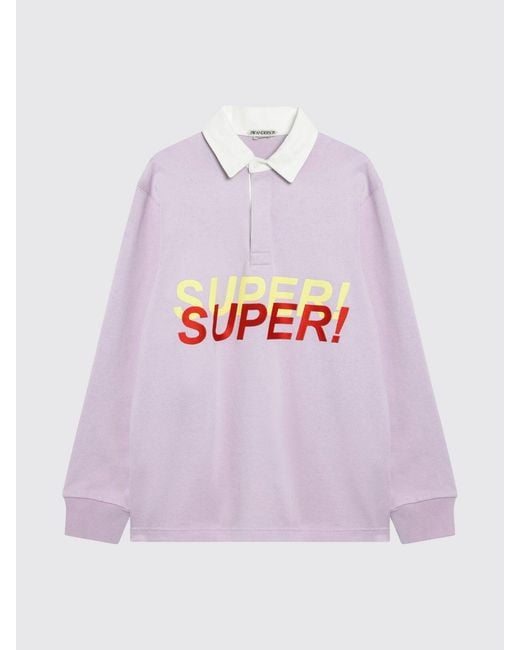 J.W. Anderson White Long-Sleeve Cotton Polo Shirt With Slogan Print