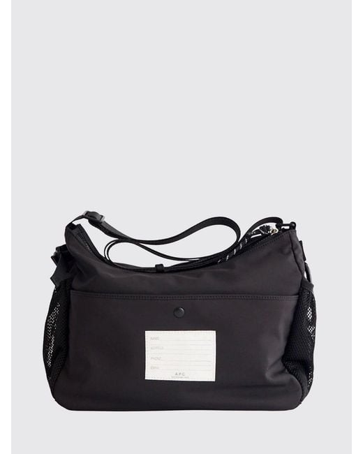 A.P.C. Black Utility Nylon Shoulder Bag With Adjustable Strap And Snap Hook for men