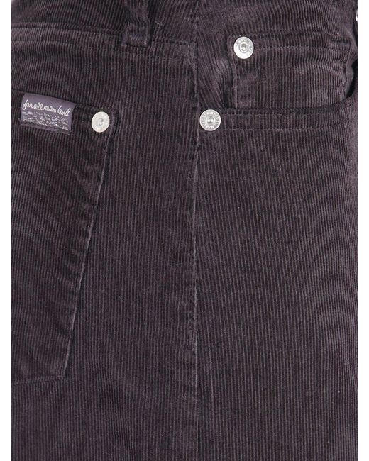 7 For All Mankind Blue Lotta High-Waisted Straight Leg Corduroy Jeans