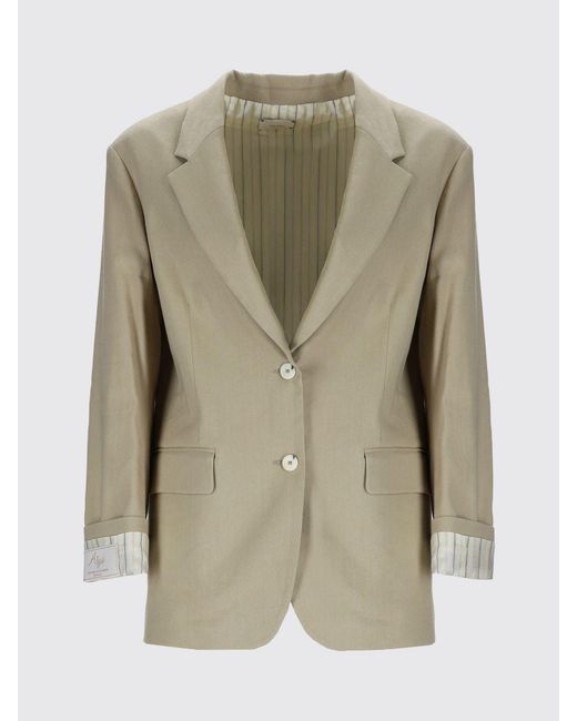 Alysi Natural Single-Breasted Viscose Blazer