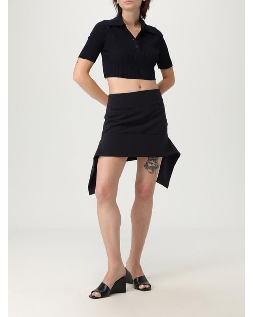 Courreges Blue Stylish Mini Skirt With Unique Tie Detail And Pocket Accent
