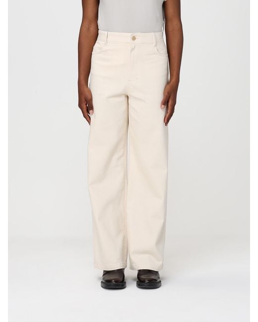 Max Mara Natural Wide Leg Stretch Cotton Pants