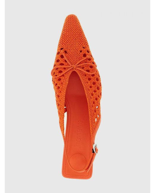 Jacquemus Red Duelo Crochet Knit Slingbacks