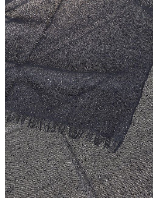 Brunello Cucinelli Black Wool Scarf With Sequins