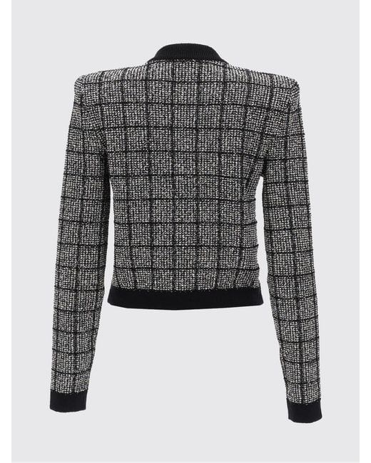 Balmain Black Tweed Check Cardigan